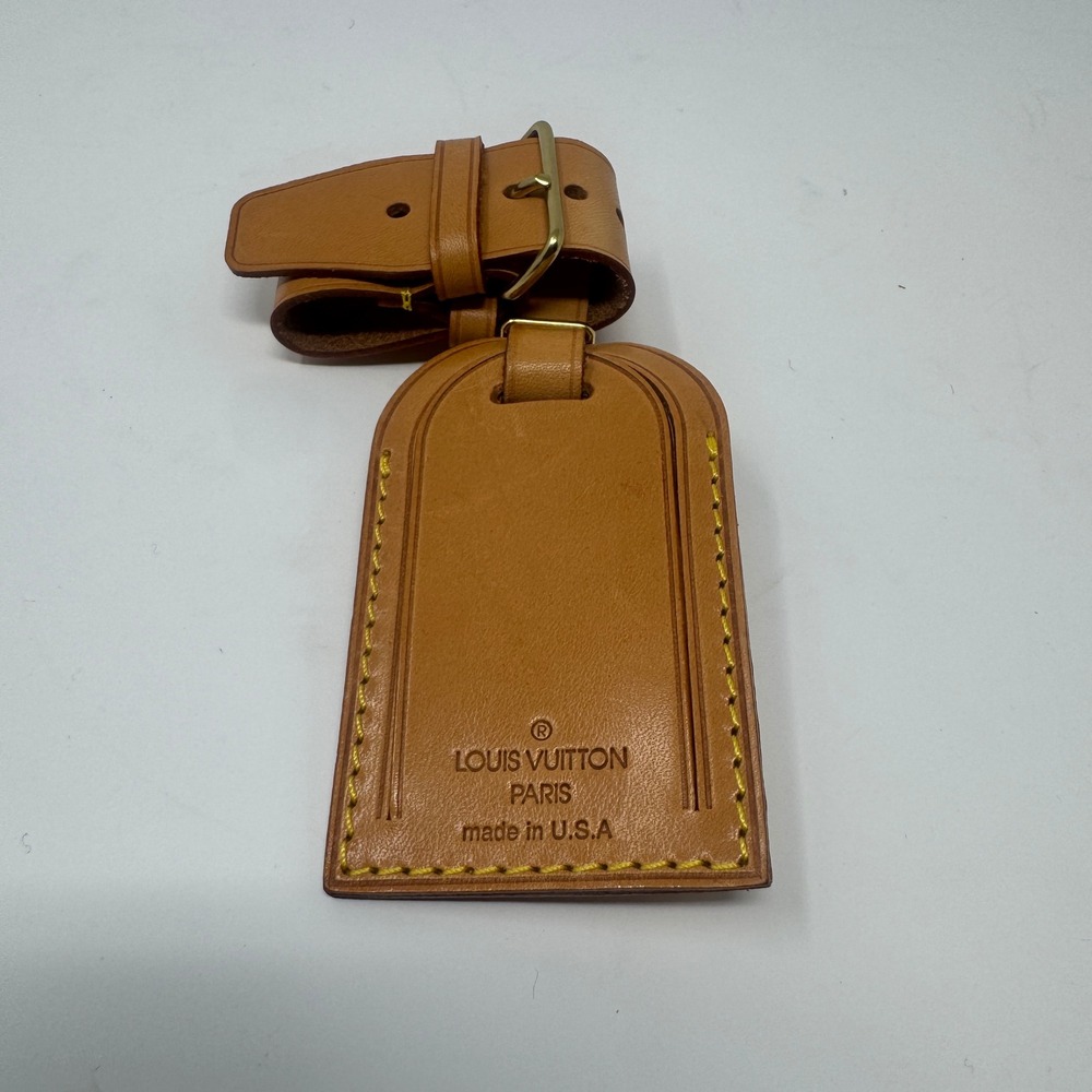 Louis Vuitton Paris Vachetta Leather Luggage Tag Womens Brown Preowned‎ USA Made